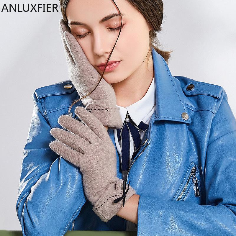

H9961 Women Gloves Fall Winter Cashmere Thick Warm Thermal Mittens Female Riding Driving Touch Screen Bowknot Elegant Hand Muff1