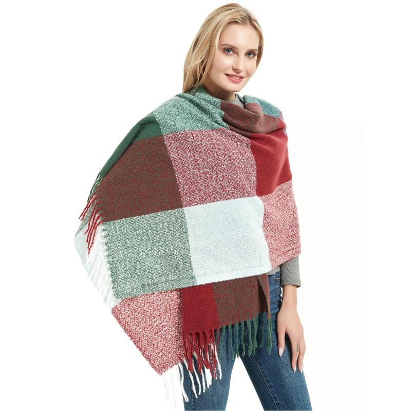 

Winter Scarf Hijab Amazon Women Hot Autumn / Winter 2020 New Scarves Women's Tassel Barbed Large Plaid Scarf Warm Neck Shawl