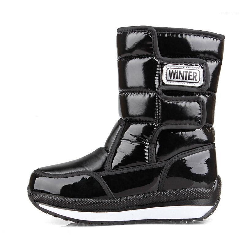 

Winter Kids Snow Boots Fashion Solid Color Plus Velve Warm Girls Cotton Shoes Waterproof Big Boys Knee SHX0011, Shx001purple