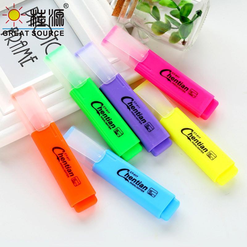 

6 Colors Highlighter Oblique Tip Fast Drying Mark Pen Not Easy to Fade 6pcs Per Box (15 Sets)1