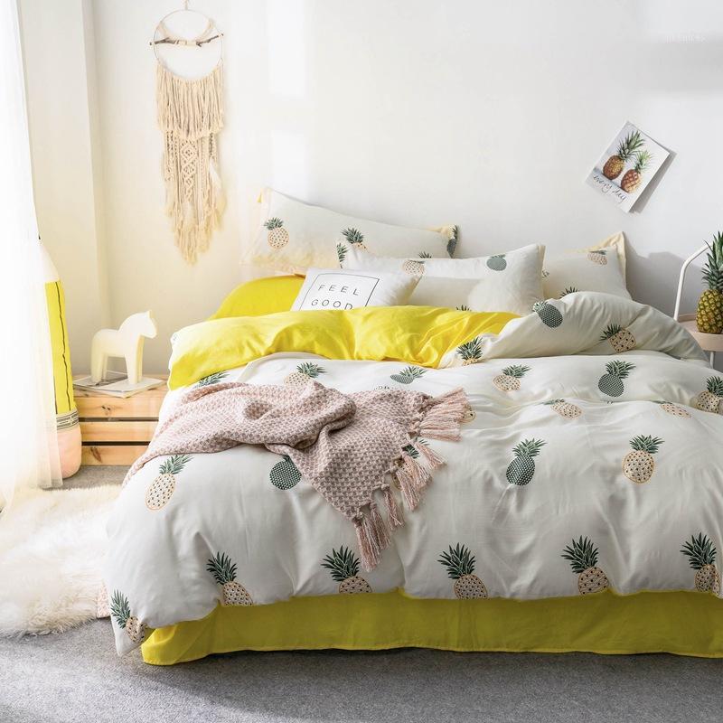 

denisroom cute duvet cover sets bedding pineapple bed linens bed sheets and pillowcases set king queen size XN39#1, Style14