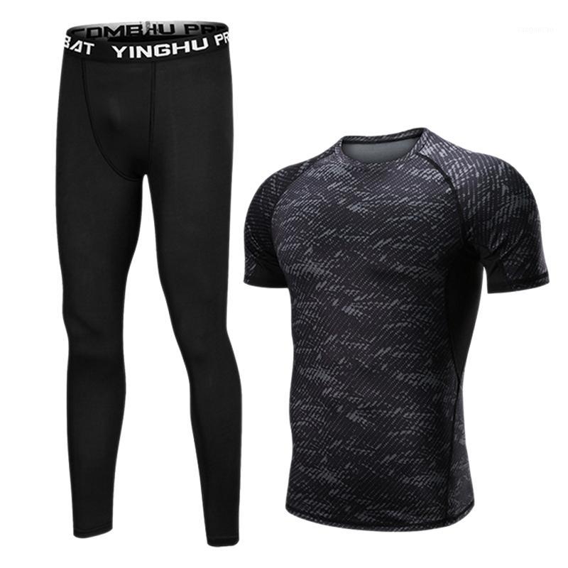 

Fashion Men's Suit 2 Piece Sportswear Suit Football Fitness Mountain Climbing Running Sports Black1, Black