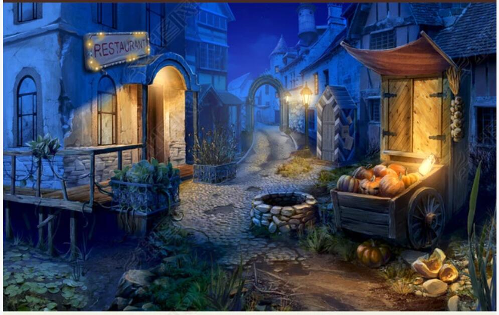 

3d wallpaer custom photo Fantasy hand drawn halloween town art 3d wall murals wallpaper for walls 3 d living room home decor, Non-woven wallpaper