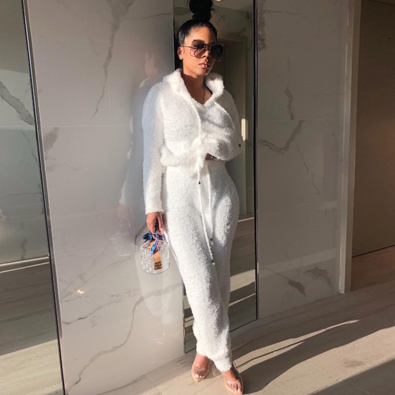 

Sweater Two Piece Set Hoodie Crop Top And Long Pants Casual 2 Piece Set Women 2020 Aumntun Winter Outfits, Sky blue