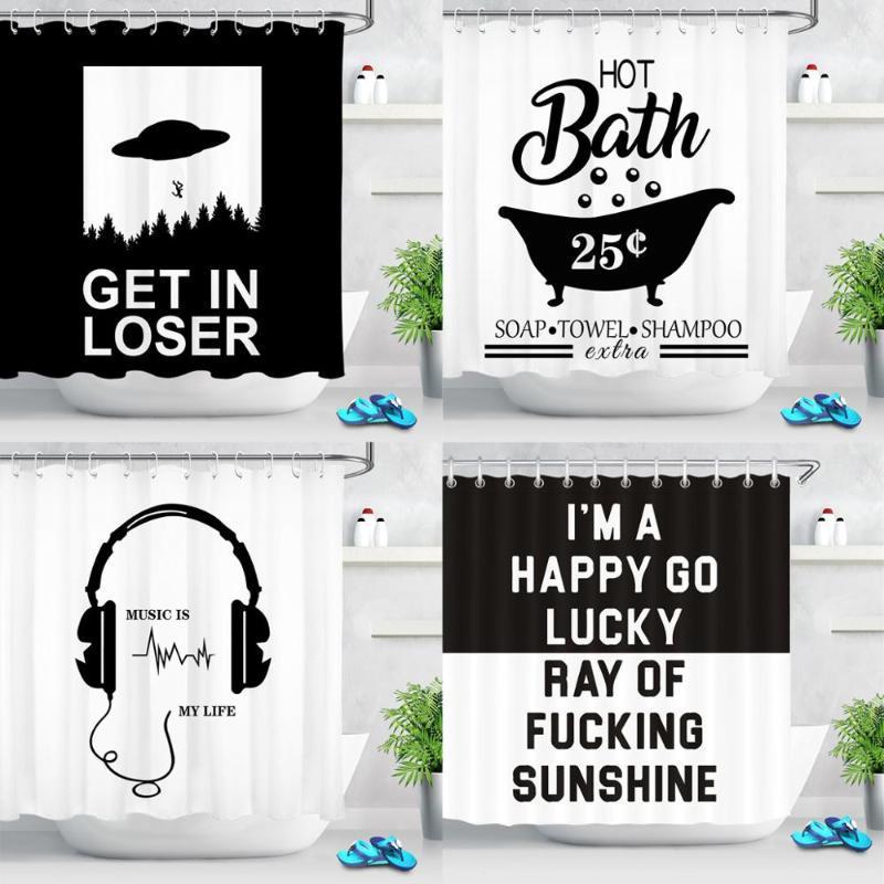 

Modern Black and White Shower Curtain Funny Quotes Fabric Mildew Resistant Waterproof High Quality Shower Curtains for Bathroom1