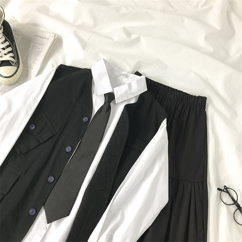 

2021 Female 2 Spring Suits New Korean White Shirt Vest Two Fashion Mail Sets PHCW, Multi