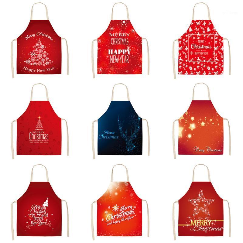 

Digital printing apron Christmas series cotton and linen anti-fouling apron adult children kitchen housework cleaning smock1