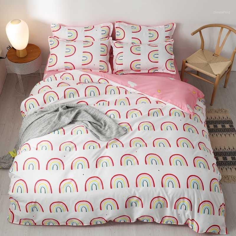 

Fashion Bedding Set Luxury Rainbow Family Sheet Duvet Cover Pillowcase Full King Single  ,Geometric Pattern Bed