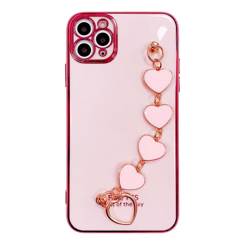 

Luxury Cute Love Heart Wrist Chain Phone Cases For Samsung Galaxy A32 A02 A20S A50 A31 A71 A52 A72 A51 A21s Plating Bumper Cover fit on iphone 13 12 11 promax huawei redmi, Light green