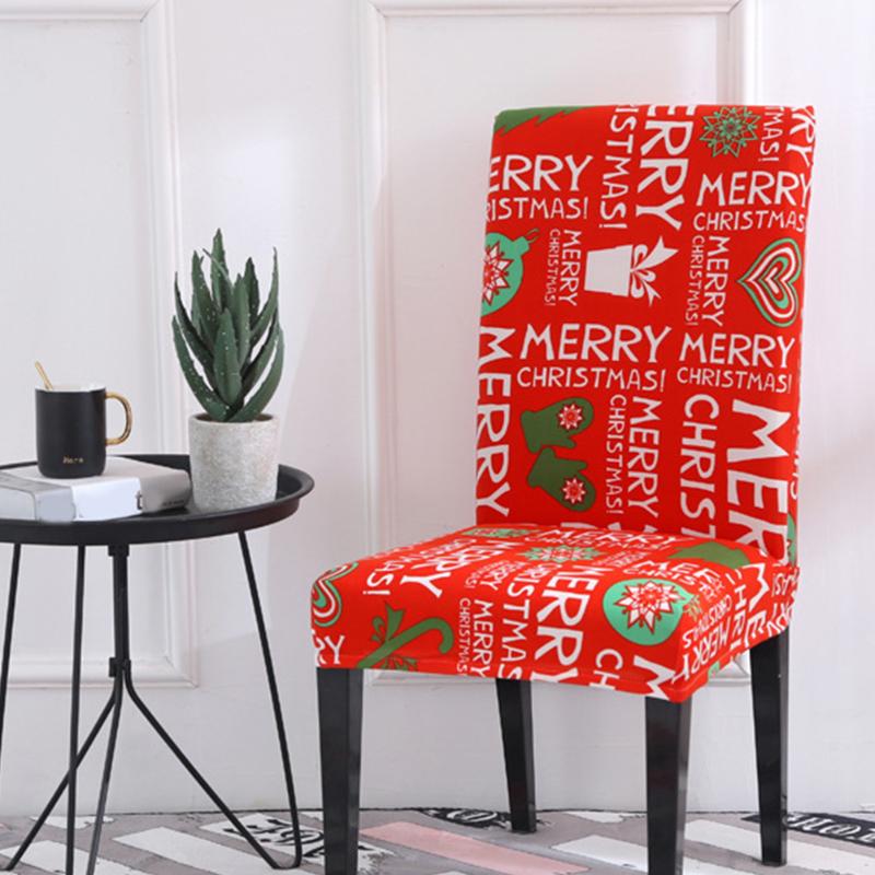 

Dining Room Soft Kitchen Fashion Printed Festival Hotel Chair Cover Folding Stretchable Elastic Fabric Home Christmas Decoration