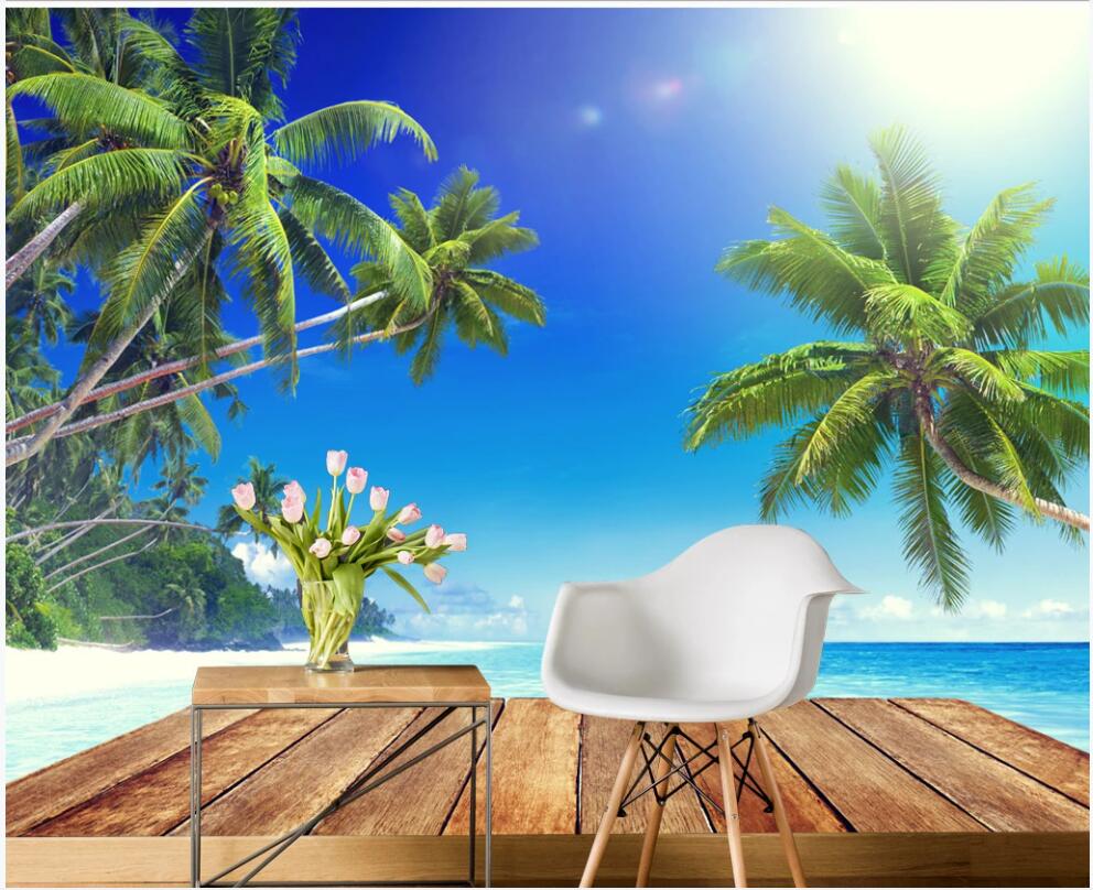 

Custom mural photo wallpaper 3d Hd coconut tree beach sea background home decor living room 3d wall murals wallpaper for walls 3 d, Non-woven wallpaper
