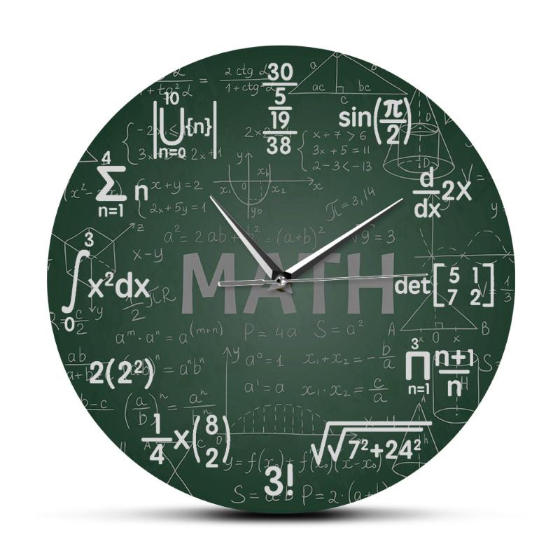 

Green Chalkboard Math Formulas Wall Clock Hanging Wall Watch Back To School Science Mathematics Art Decor Math Geek Gift