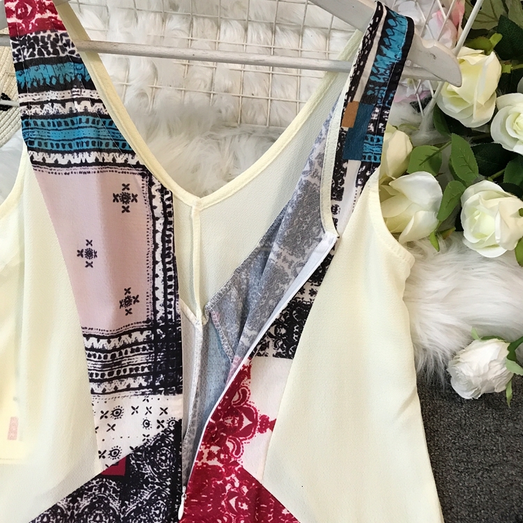 

Long-legged Printing Beach Women' Sleeveless Cleavage in Overalls with Zipper Summer 2021 Released Spring Xe6m, White