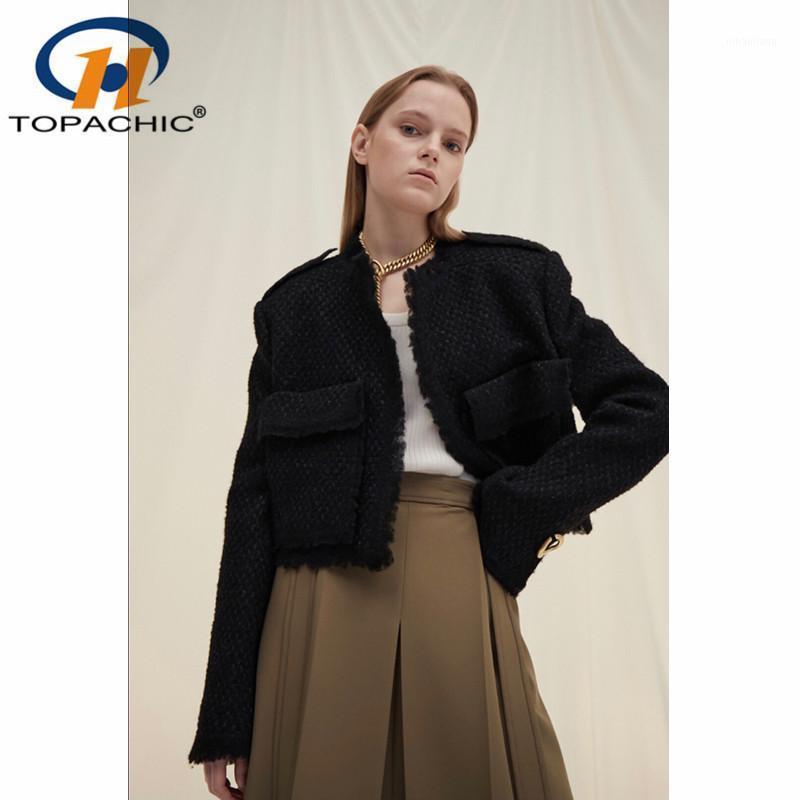 

12.5 High End Quality Autumn Winter Fashion New Temperament O-Neck Long Sleeve Cardigan Wool Coat Women1, Black
