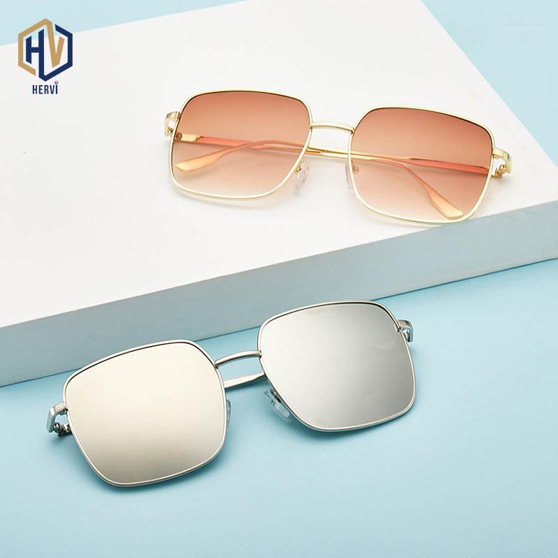 

Luxury Square Sunglasses Women Brand Designer Retro Alloy Big Frame Sun Glasses Vintage Gradient Eyewear UV4001