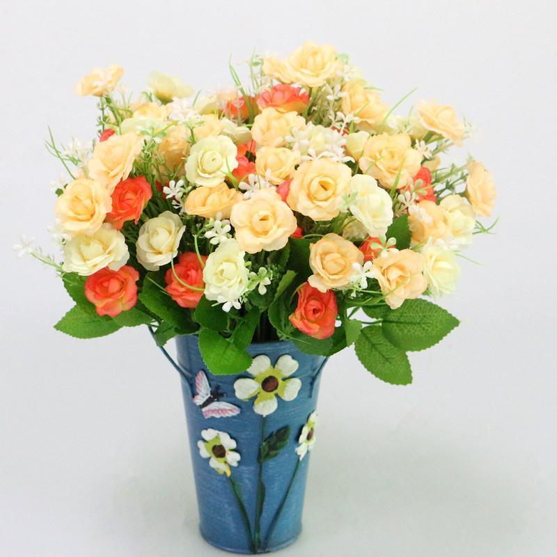 

Flone Mini Artificial Rose Flowers Branch Simulation Plastic Silk flower Bouquet For Wedding Home Party Leisure Decoration Art1, Yellow