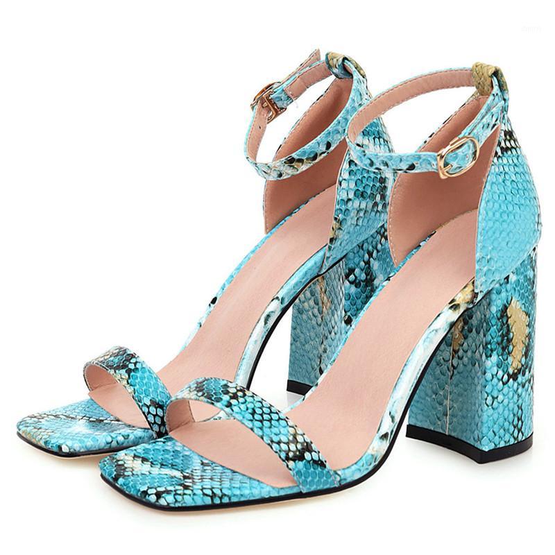 

AGODOR Women Ankle Strap Sandals Snake Print Block heel Fashion Open Toe Ladies Fashion Shoes 2020 New Women Sandals Plus Size1, Beige