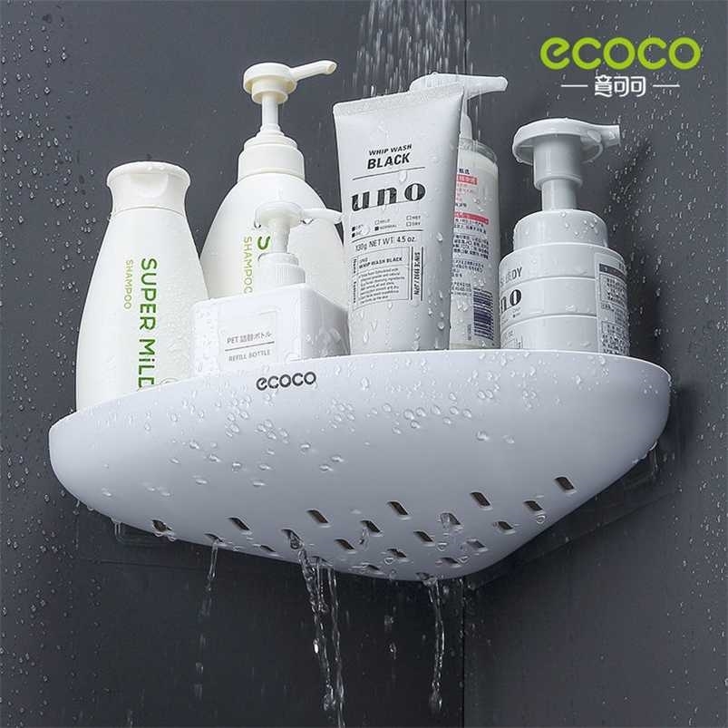 

ECOCO Bathroom Storage Shelf Shower Snap Up Corner Shampoo Holder Basket Wall Shelves for Shelving Kitchen 220125