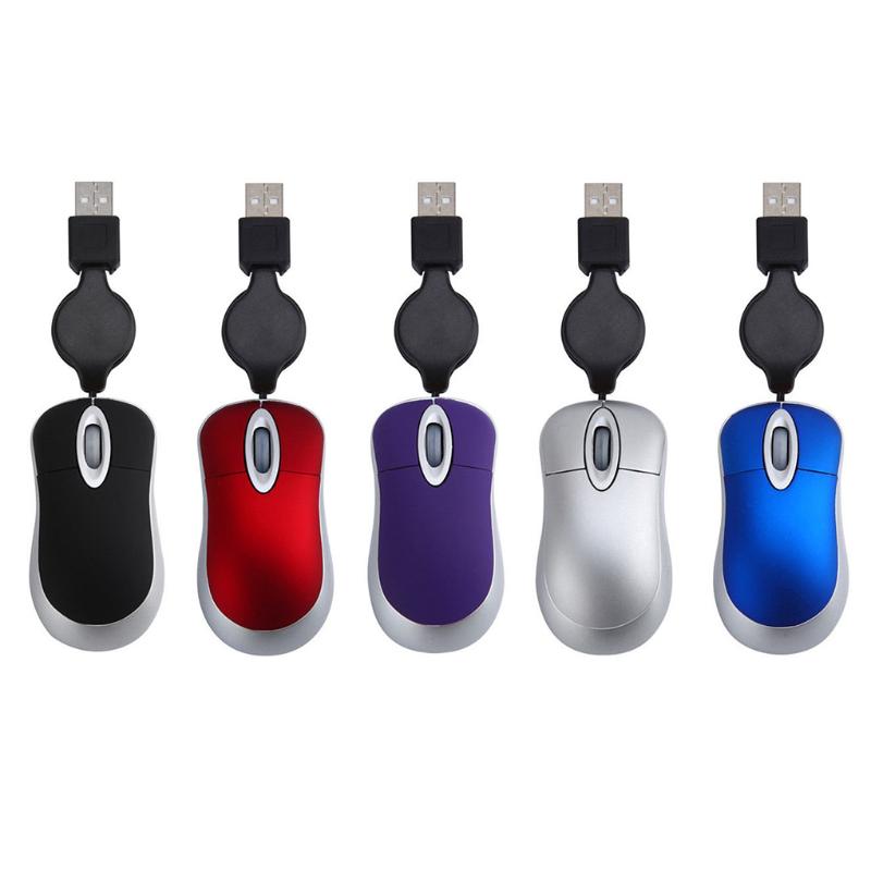 

Retractable USB Cable Ergonomic Office Computer PC Laptop Gaming Mice Lovely Mini Wired Mouse