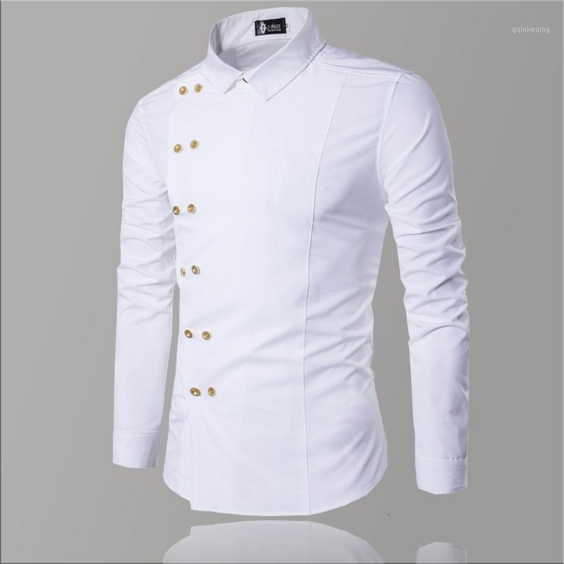 

Men's Dress Shirts Casual Men White Shirt Double Button Luxury Cotton Slim Fit Men's Long Sleeve Fashion For1, Red