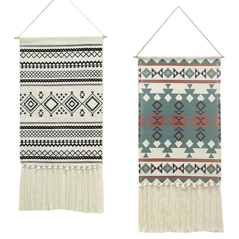 

2Pcs Macrame Woven Wall Hanging Tapestry, Bohemian Home Decor Geometric Art Decor Backdrop