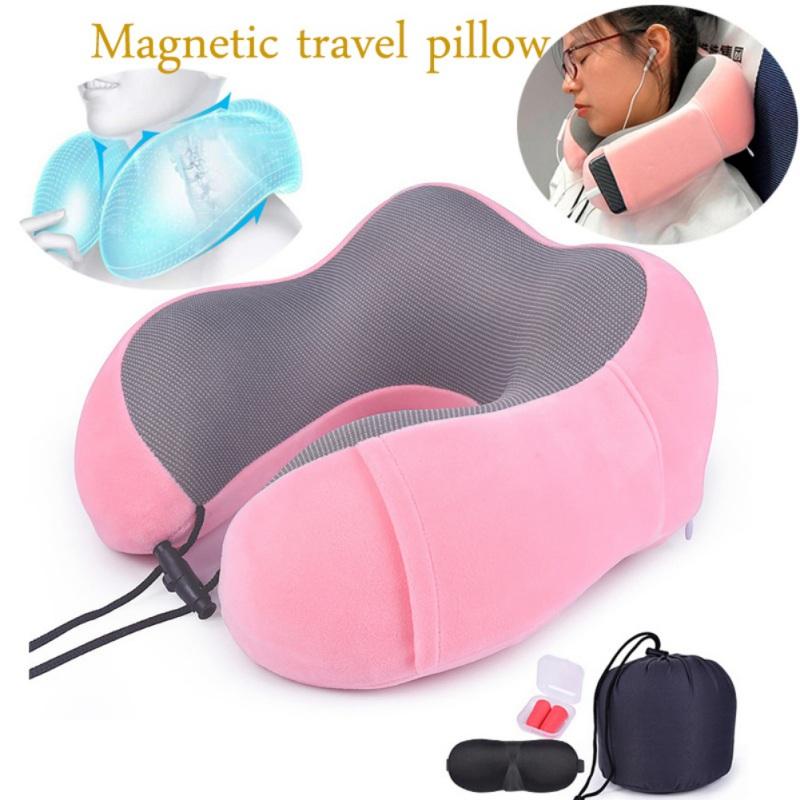 

Neck Pillow Cushion With Eye Portable Memory Foam Travel Earplugs Storage Bag Support Your Neck Head For Airplanes Cars