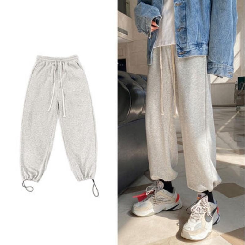 

2020 Fall Men's Drawstring Drawstring Pure Color Casual Loose Sweatpants, Black
