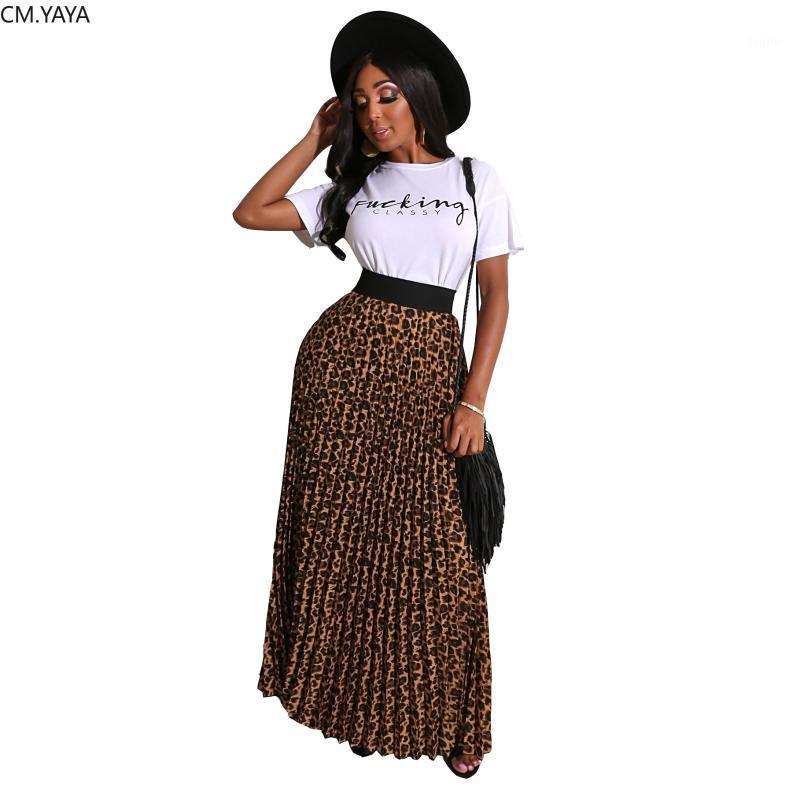 

Two Piece Dress 2021 Winter Women Set O-Neck Short Sleeve Top+ Pleated Skirt Suits Leopard Print Fashion Suit Night Dresses GL0701, White