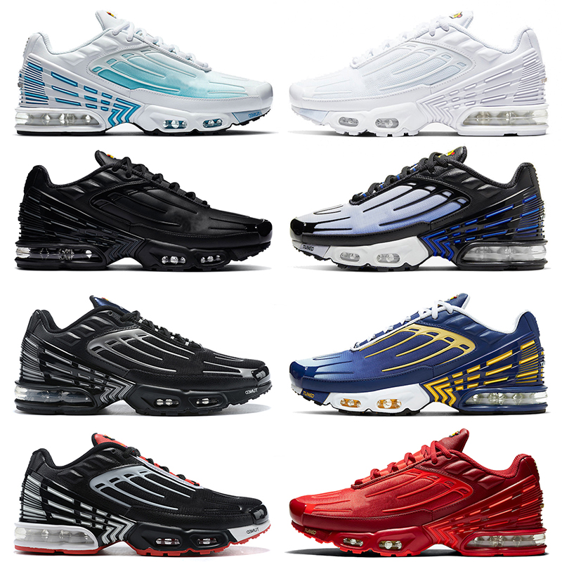 Vente chaude Tn Plus 3 Chaussures De Course Tuned Trainers Laser Bleu Tiple Noir Tout Blanc Hommes Femmes Baskets De Sport