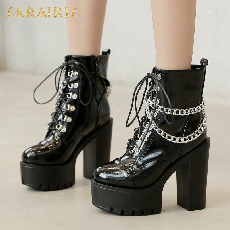 

Sarairis 2021 New Arrivals Motorcycle Boots Women Shoes High Quality Luxury Comfy Warm Plush High Heel Cool Trendy Bootie1, Black