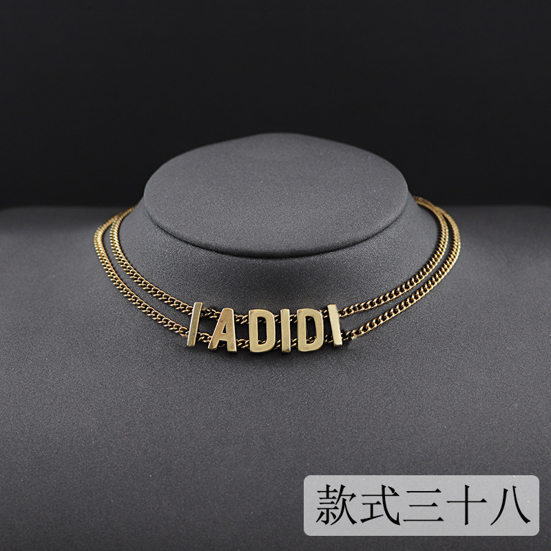 

New designed fashion alphabet pendants with diamonds crystal pearl letters chain women necklace Celebrity female luxurious jewelry high quality ZN035