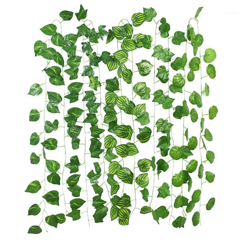 

5pcs 230cm Green Plant Decor Green Silk Artificial Hanging Ivy Leaf Garland Fake Vine Leaves for Home Garden Wall Wedding Decor1, G02-fake plants