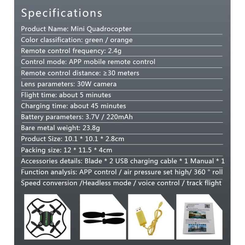 

F19W-1 Mini Selfie RC Quadcopter Drone with Wifi FPV Drone 0.3MP Camera Altitude Hold Headless Mode 360' Flips RTF RC Toy