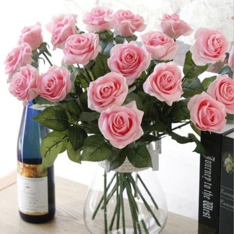 

1Pc Artificial Rose Flower European Simulation Silk Fake Flower for Wedding Holding Party Home Decoration Valentine's Day1, Black