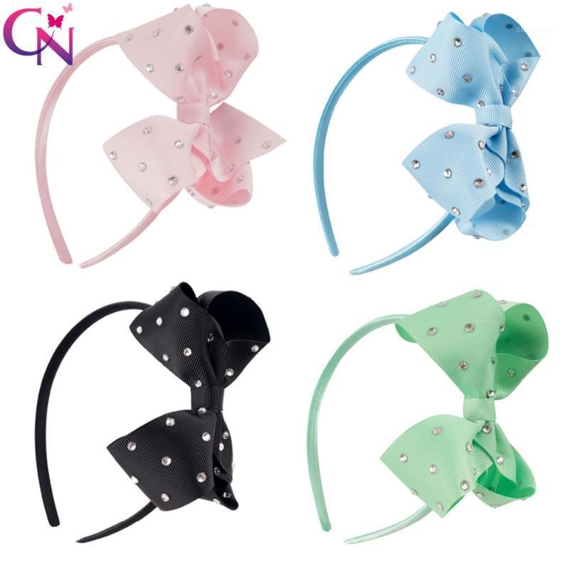 

20 Pcs/lot Rhinestone Bow Hairbands For Kids Girls Handmade Hard Satin Hairband With Plain Hair Bow Headband Hair Accessories1, Black