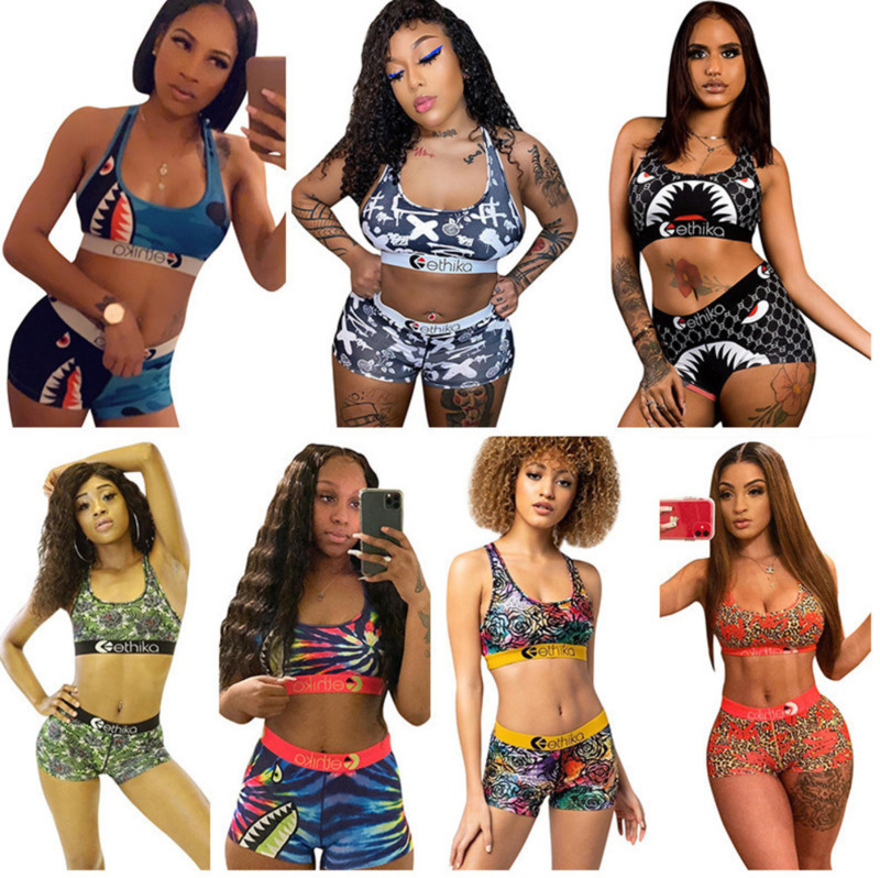 

Women Designer Swimsuit Ethika Ladies Vest Swim Short Pants 2 Piece Set Tracksuit Patchwork Swimws Fashion Leisure Sports Clothing, Gray