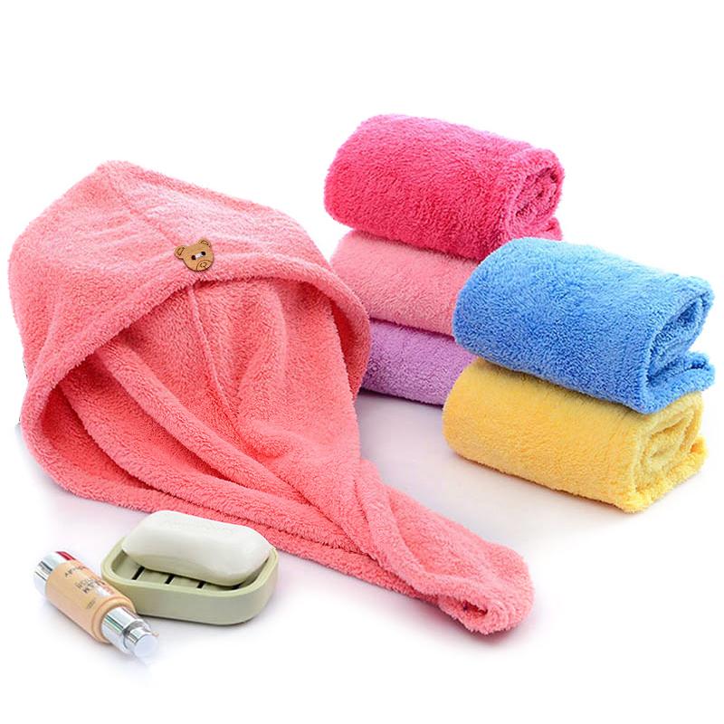 

Girl's Hair Drying Hat Quick-dry Hair Towel Cap Hat Bath Microfiber Solid Towel Cap Super Absorption Turban Dry, Pink