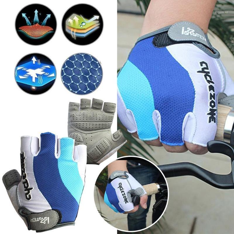 

Half-finger Gloves Microfiber Bike Gloves Non-Slip Breat Gym Outdoor Lightweight Anti-skid -absorbing Bicycle1, Blue
