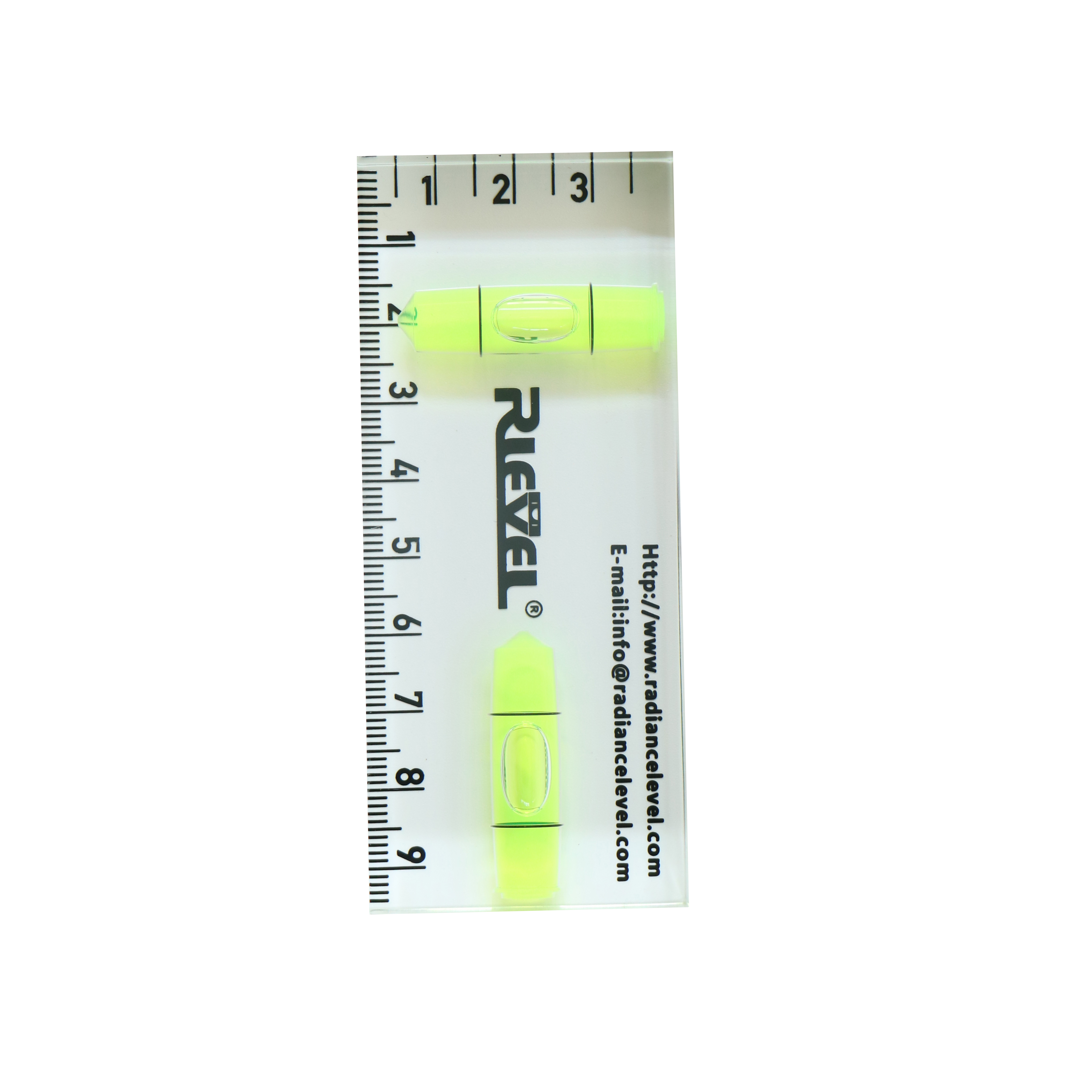 

95*51*13mm mini acrylic laser etched spirit level pure and transparent 2 angles measurable level bubble single line