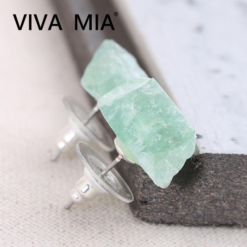 

Tourmaline Stud Earrings Black Obsidian Irregular With Ear Stud Personality Popular Ear Jewelry Green Fluorite Crystal Female