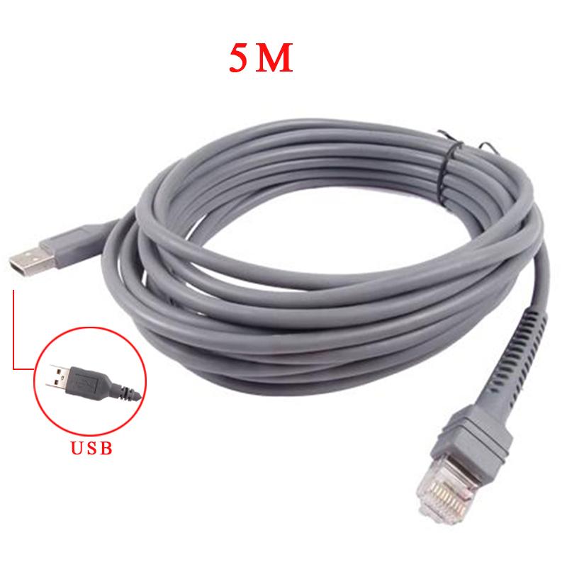 

New 5M USB Cable to RJ45 For Symbol Motorola LS2208 LS4278 LS7808 M2007 M2004 M2005 CBA-U01-S07ZAR Barcode Scanner