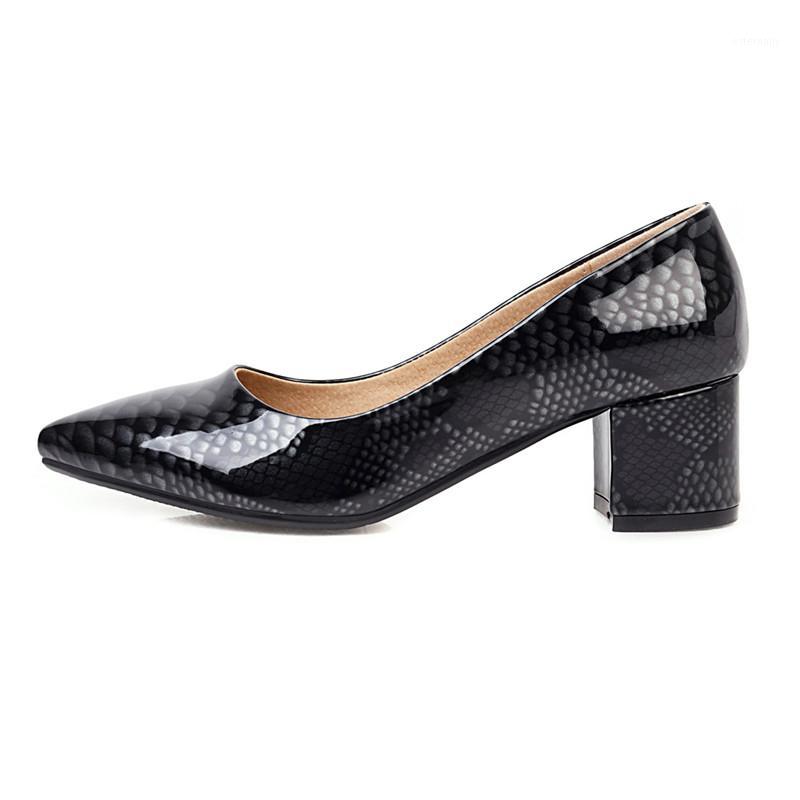 

Classic Women Heels Shoes Elegant Pumps Women Shoes Fashion Snake Leather Heeled Woman Office Party Large Size 451, Black
