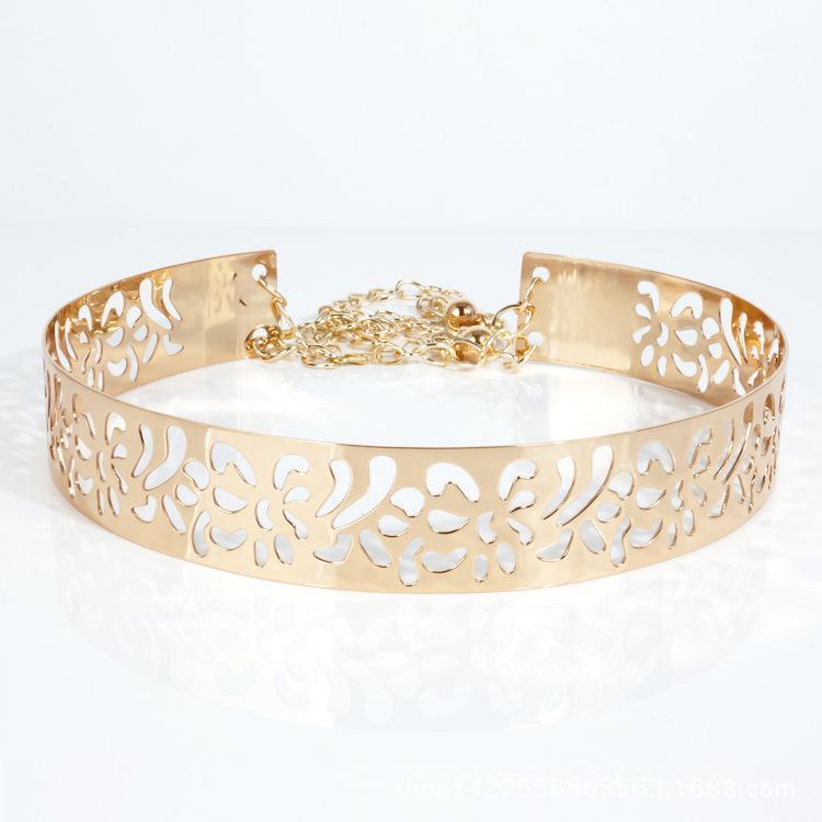 

Women Punk Full Metal Mirror skinny Waist Belt 2020 Metallic Gold Plate 3cm Wide Chains Lady ceinture sashes for dresses RT471, Silver
