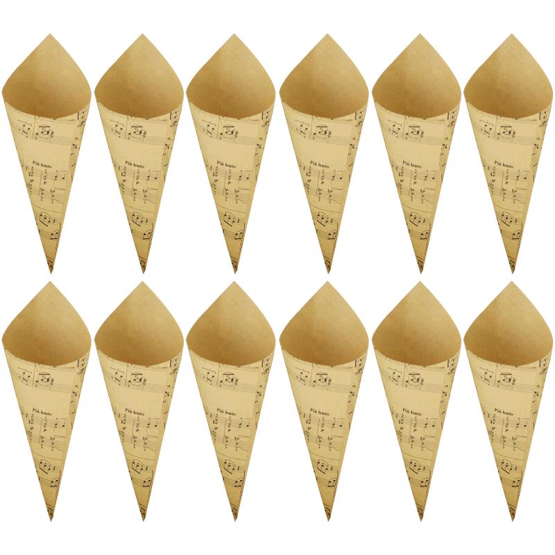 

Behogar 50 PCS Retro Kraft Paper Cones Bouquet Candy Chocolate Bags Boxes Wedding Party Gifts Packing with Tape Note Style