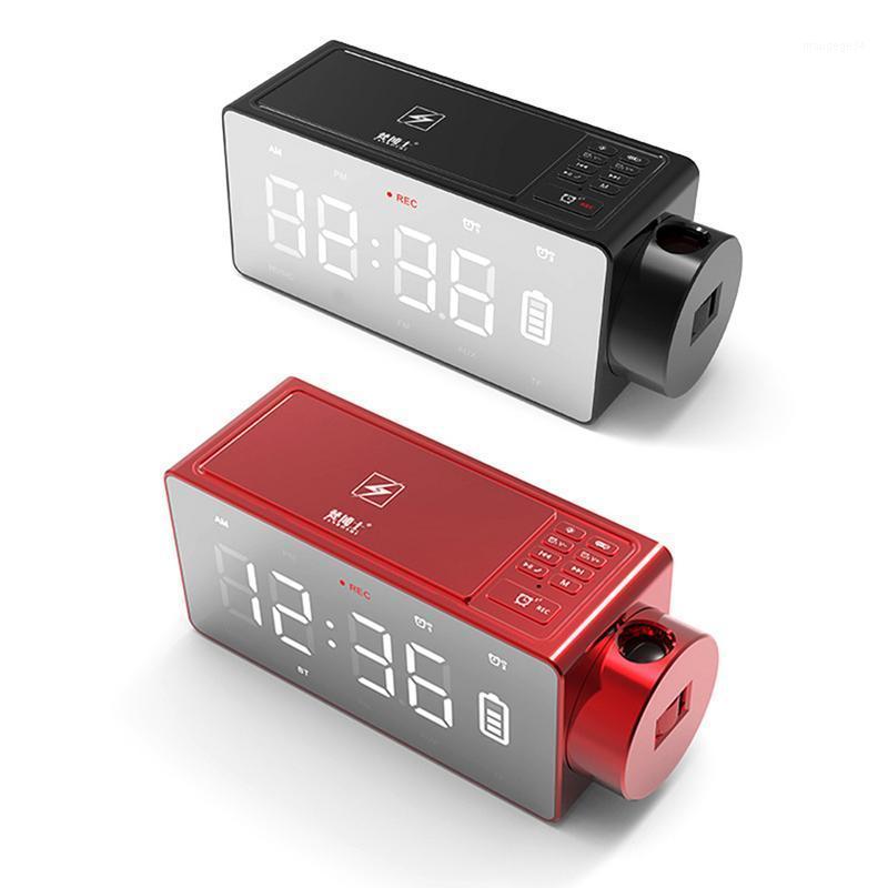 

Wireless Charging Projection Digital Clock Bluetooth Speaker LED Large Screen Alarm clock Snooze FM DIY Alarm Music Table Clocks1