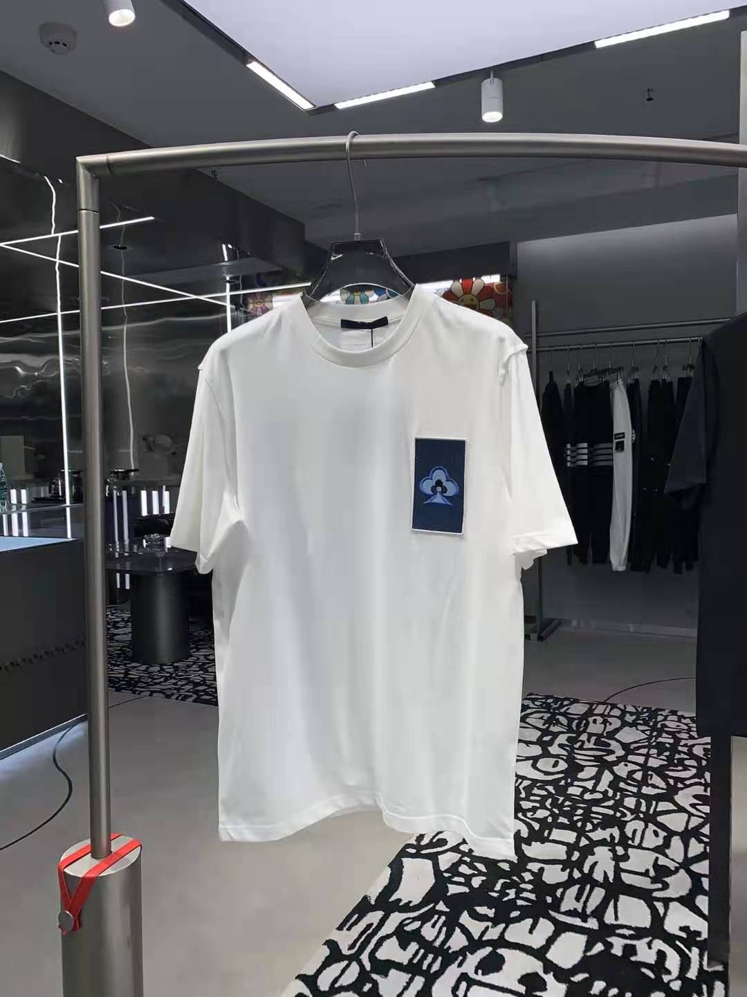 

21SS early spring Embroidered playing card short sleeve Short sleeve Tee Men Women High Street Fashion Short Sleeves T-Shirts zdll0106., Black