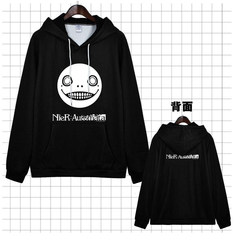 

Game NieR: Automata Cosplay Hoodie YoRHa No. 2 Type B Nier Emil Print Pullover Hoody Fashion Black Coat, 01
