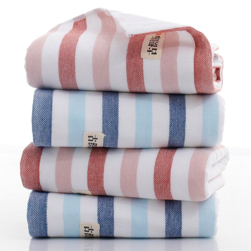 

100%Cotton Gauze Hand Towels Striped Plain Face Towel Spa Towel for Hand 34*74cm, Blue