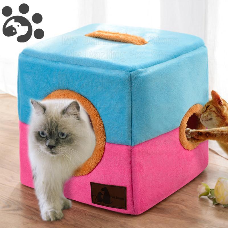 

Cat House for Cats Winter Warm Cotton Cat Bed Kennel Pet Cats Playing House Bed for Kitty Kitten Kennel Beds Sofa Casa para Gato
