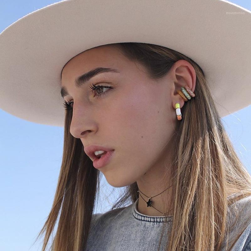 

Fashion Colorful Dripping Oil C Shaped Ear Clip Hoop Earrings For Women Multicolor Drip Oil Earring Ear Cuffs Party Accessories1